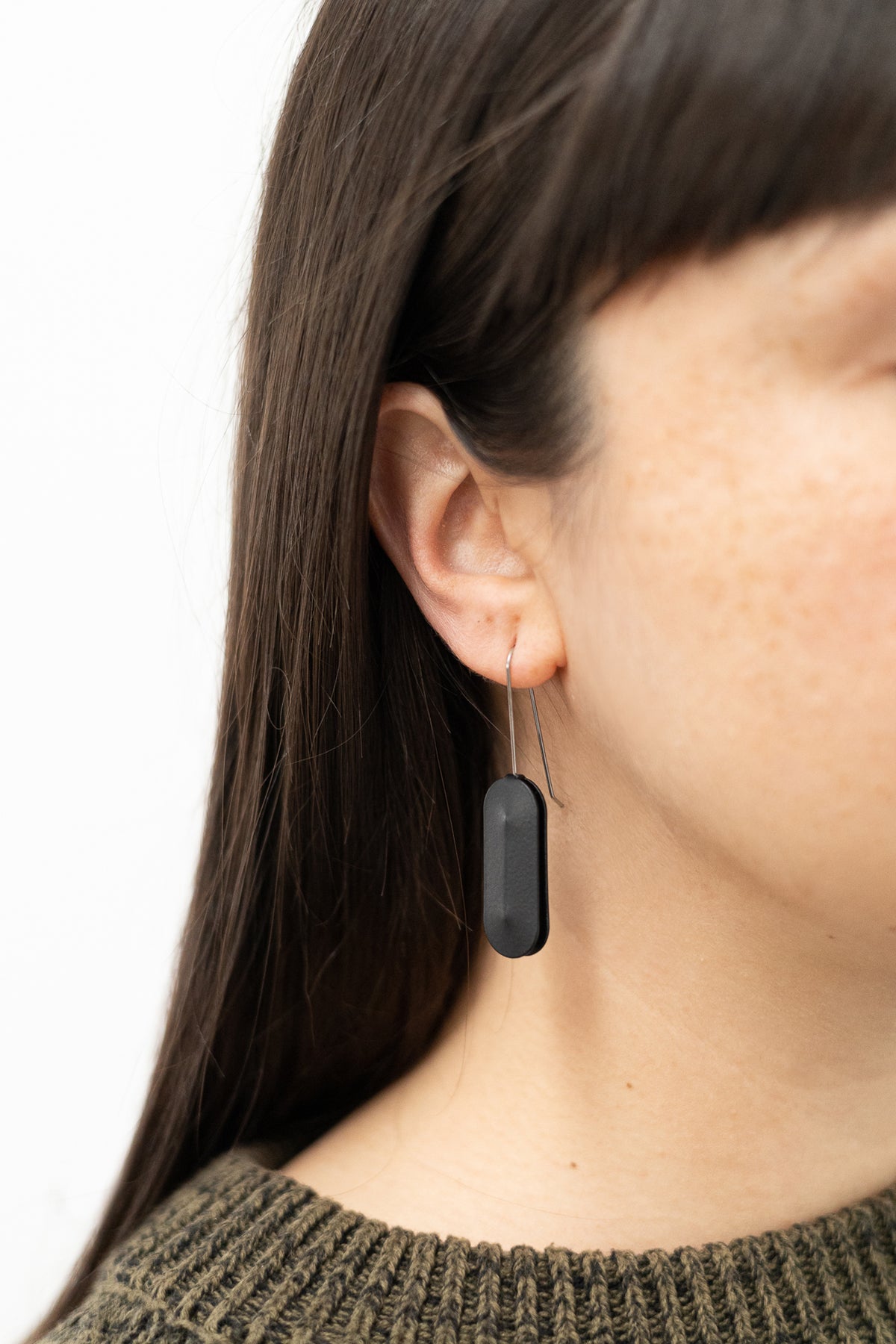 Oval Earrings - Small | Black
