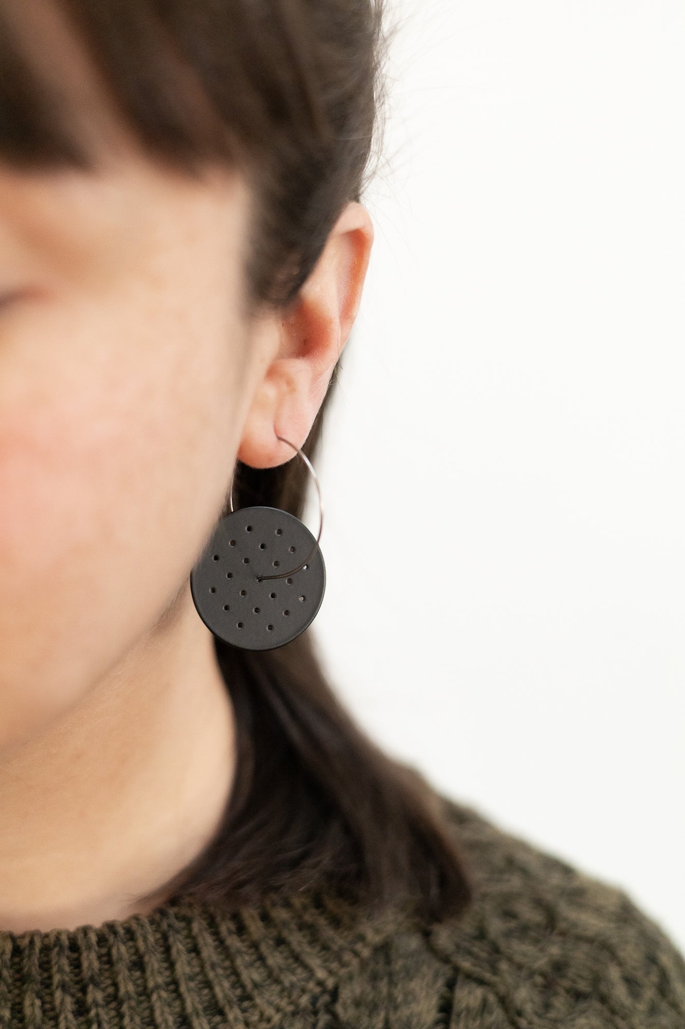Perforated Earrings - Large | Black