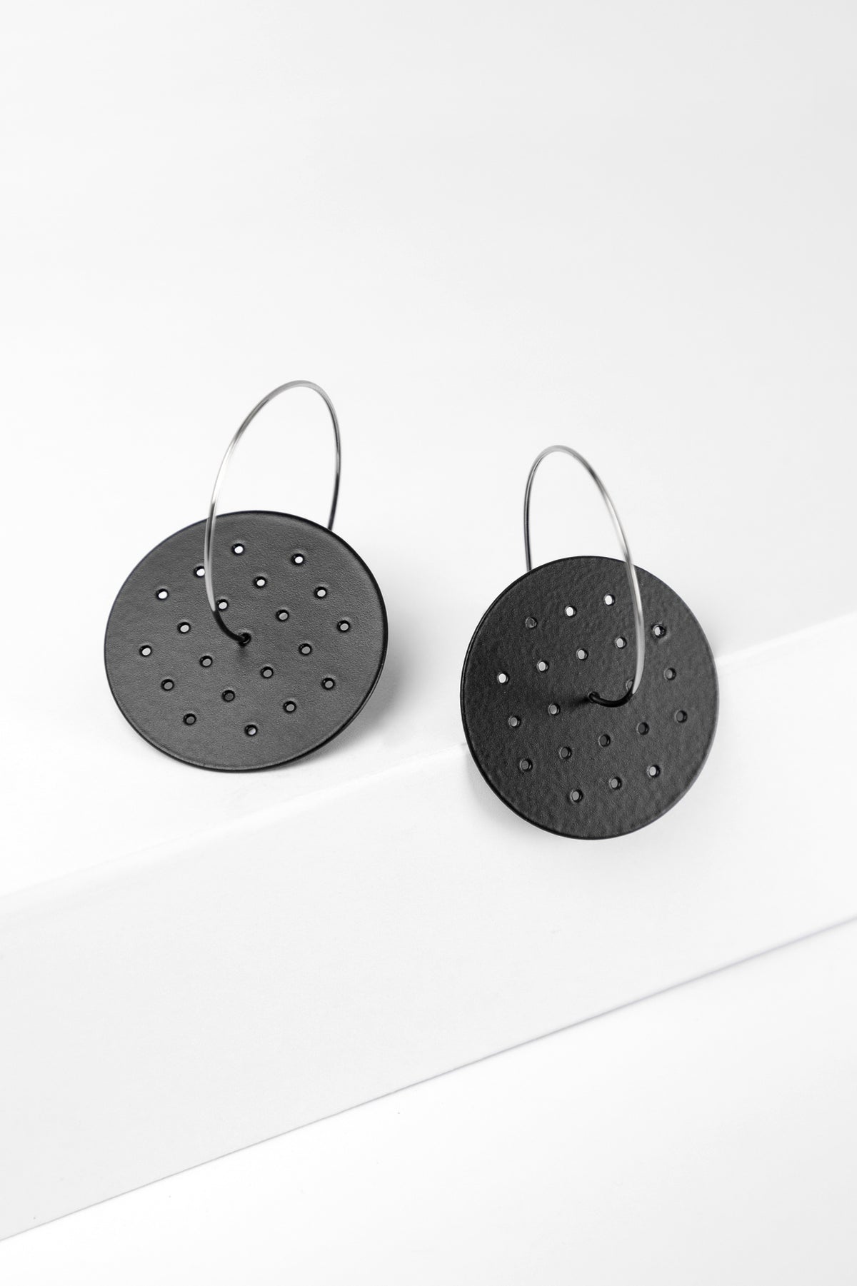 Perforated Earrings - Large | Black